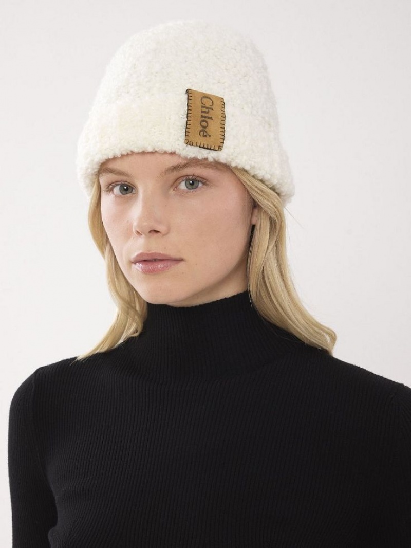 Chapeaux Chloe Curly Knit Beanie Beige | CHE-SR14475