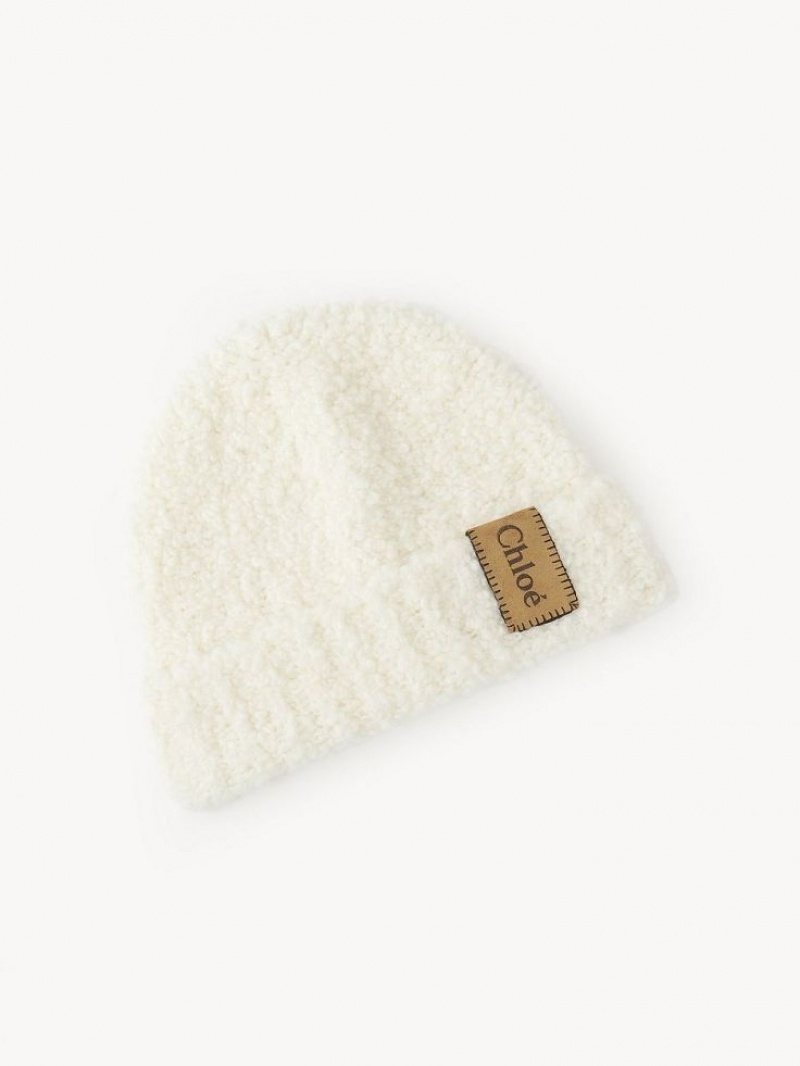 Chapeaux Chloe Curly Knit Beanie Beige | CHE-SR14475