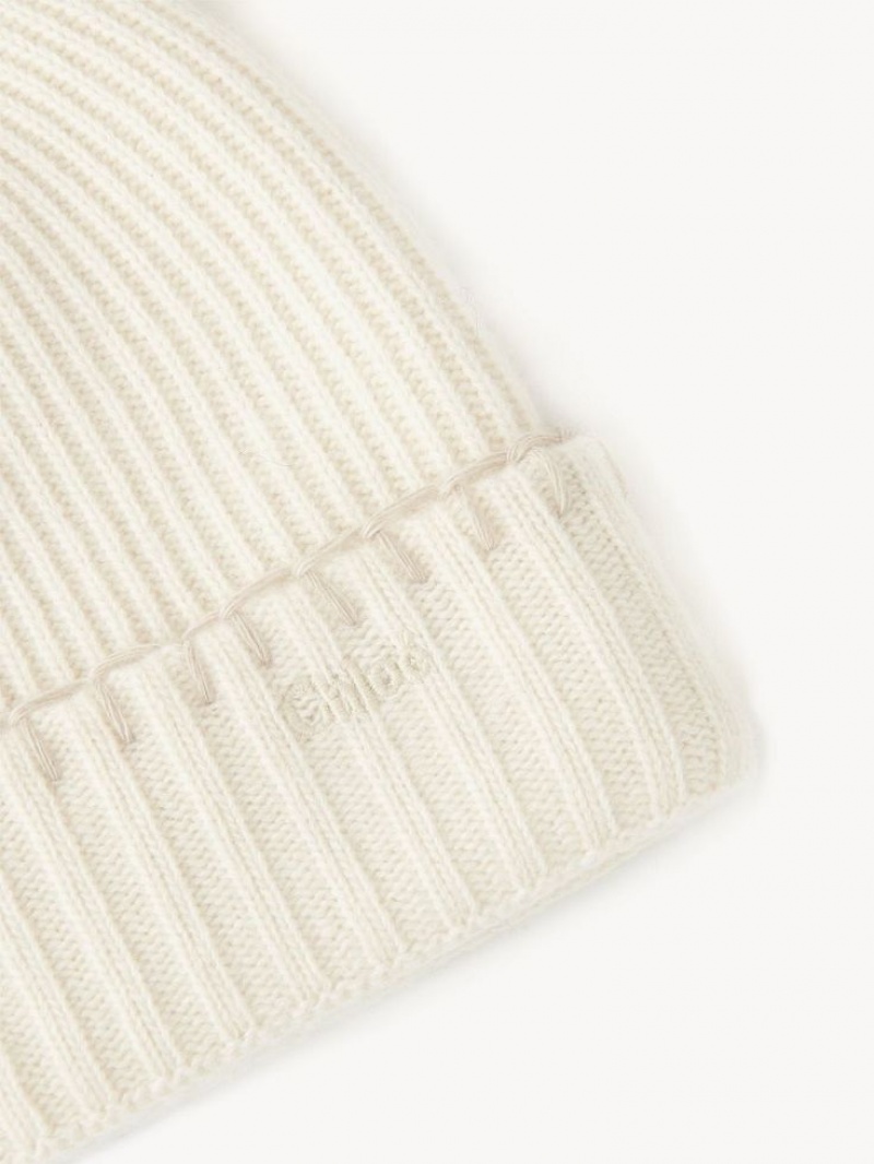 Chapeaux Chloe Nervuré Knit Beanie Blanche | CHE-SR14473