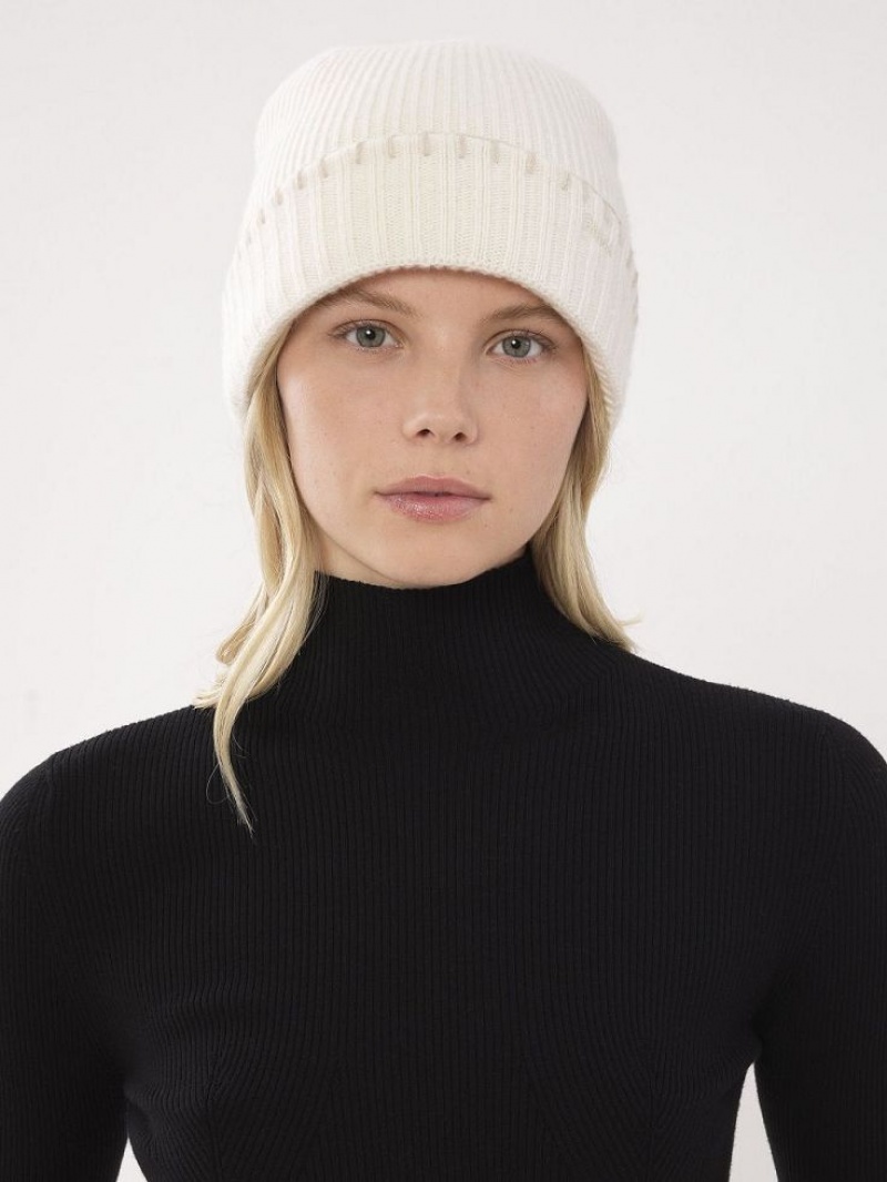 Chapeaux Chloe Nervuré Knit Beanie Blanche | CHE-SR14473