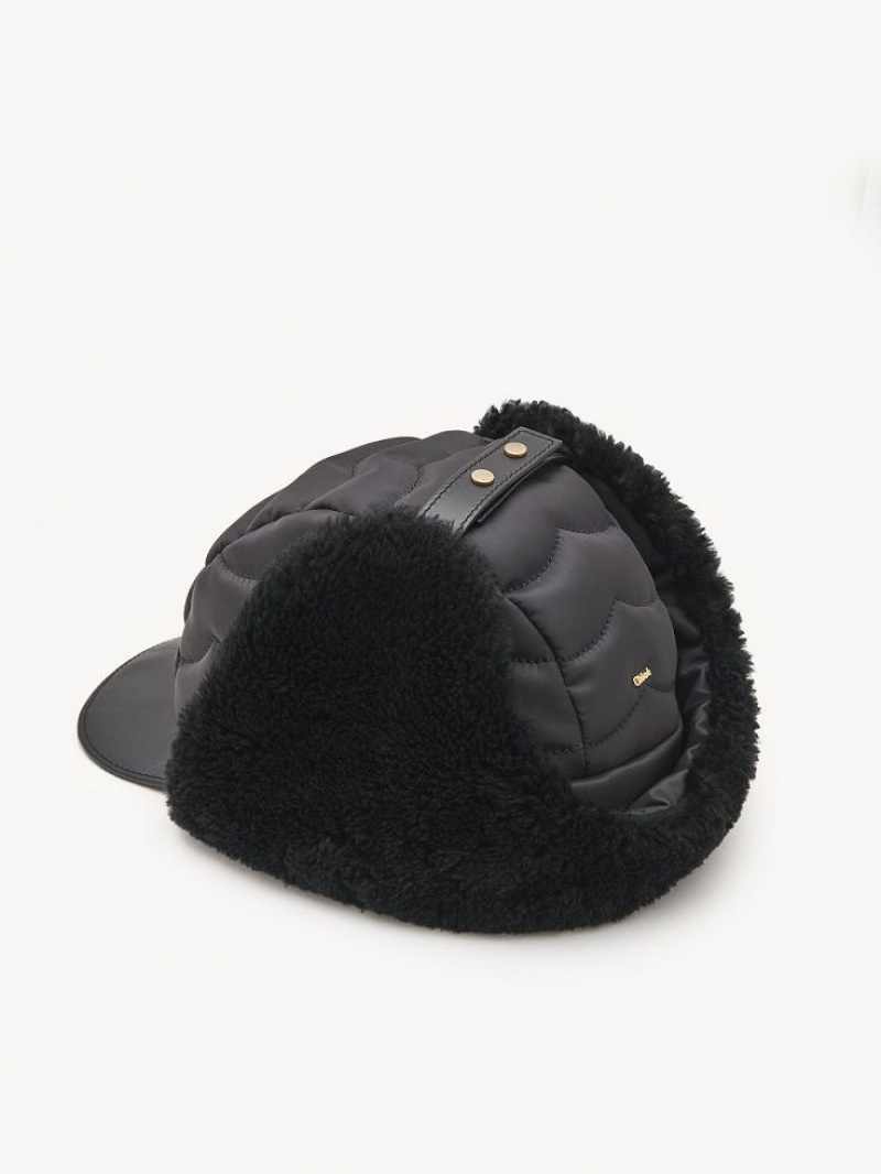 Chapeaux Chloe Rembourré Chapka Noir | CHE-SR14482