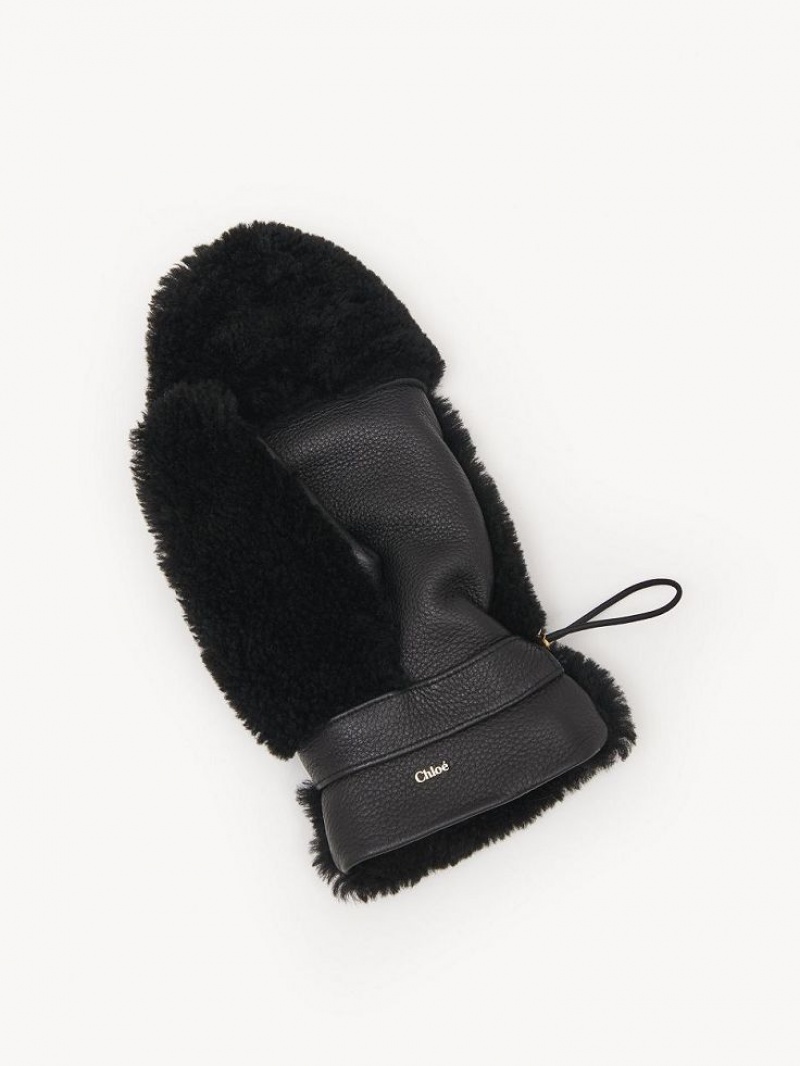 Chapeaux Chloe Shearling Mittens Noir | CHE-SR14483