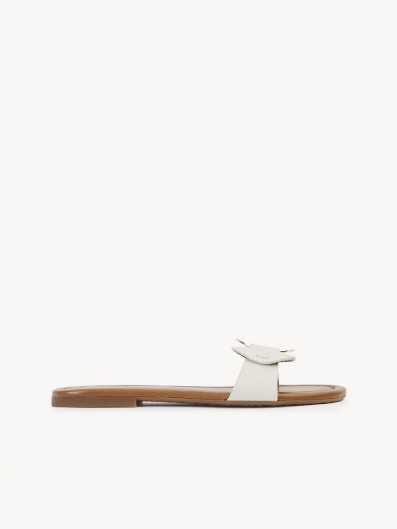 Chaussures Plates Chloe Chany Mule Blanche | CHE-SR14823