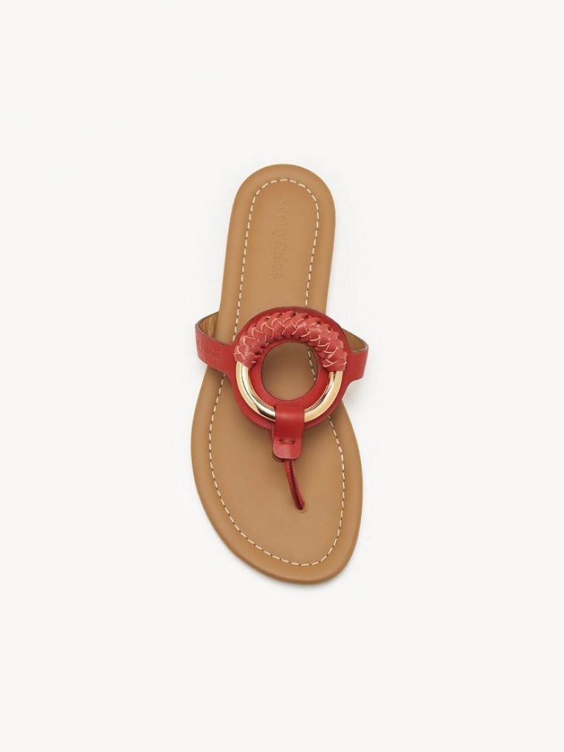 Chaussures Plates Chloe Hana Flip-flop Rouge | CHE-SR14817