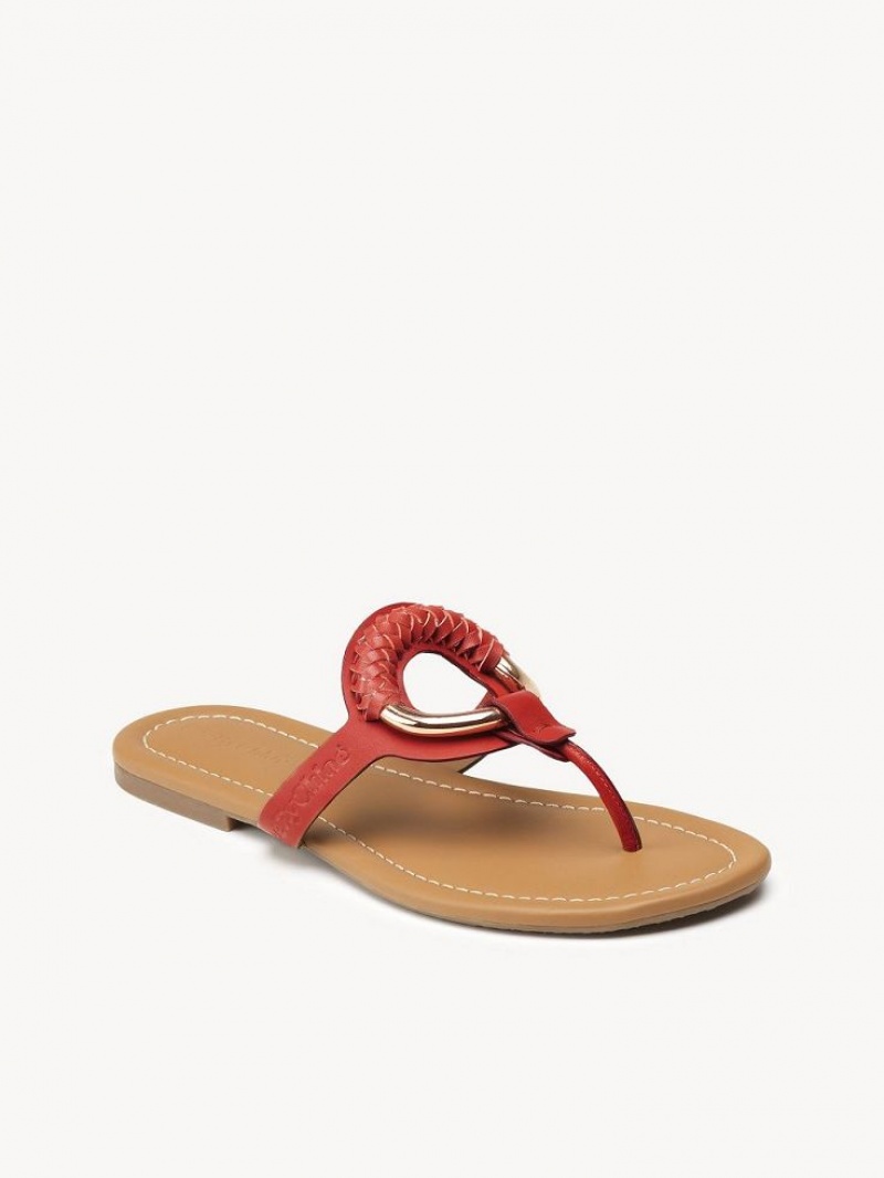 Chaussures Plates Chloe Hana Flip-flop Rouge | CHE-SR14817