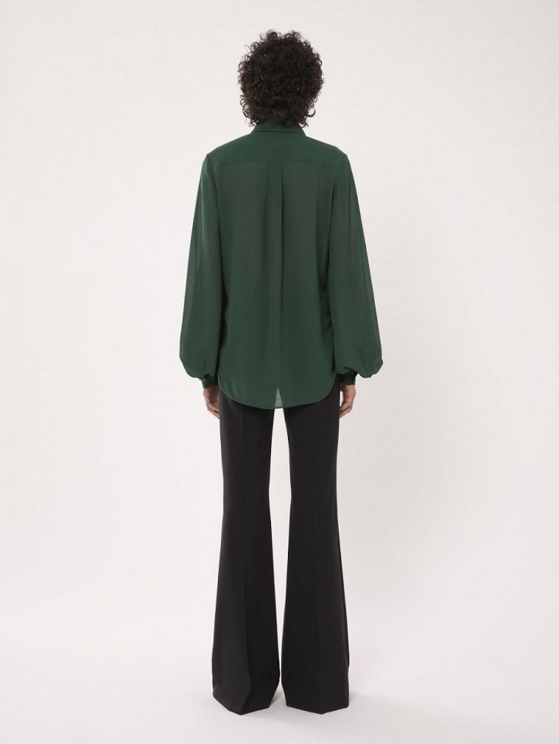 Chemisier Chloe Gathered-sleeve Vert Foncé | CHE-SR13913