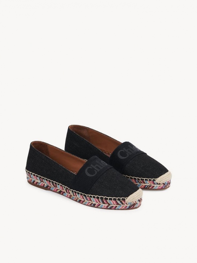 Espadrillas Chloe Piia Plates Noir | CHE-SR14144