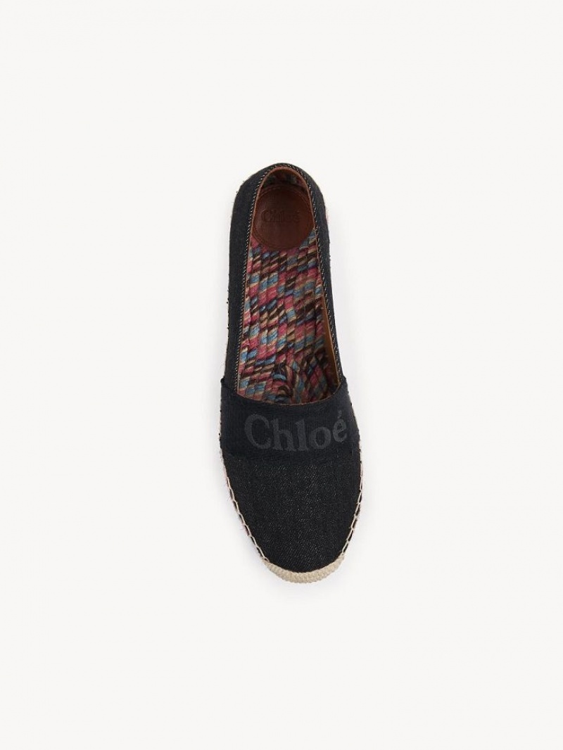 Espadrillas Chloe Piia Plates Noir | CHE-SR14144