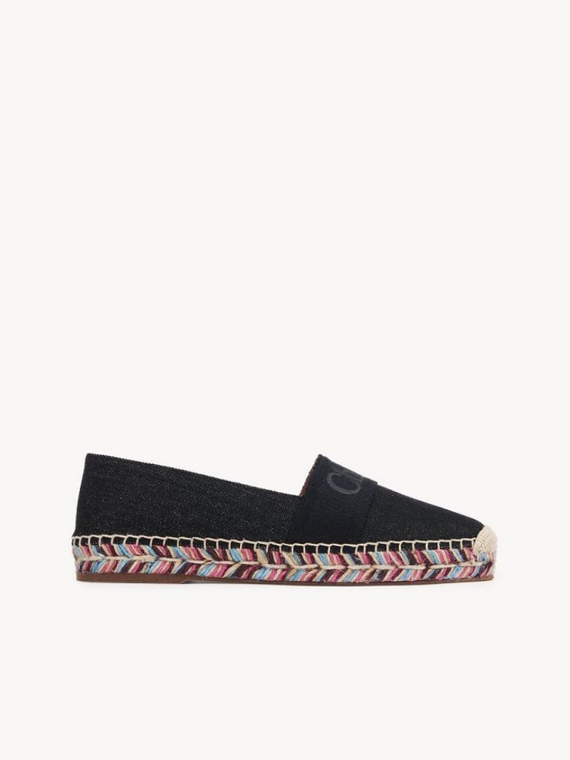 Espadrillas Chloe Piia Plates Noir | CHE-SR14144