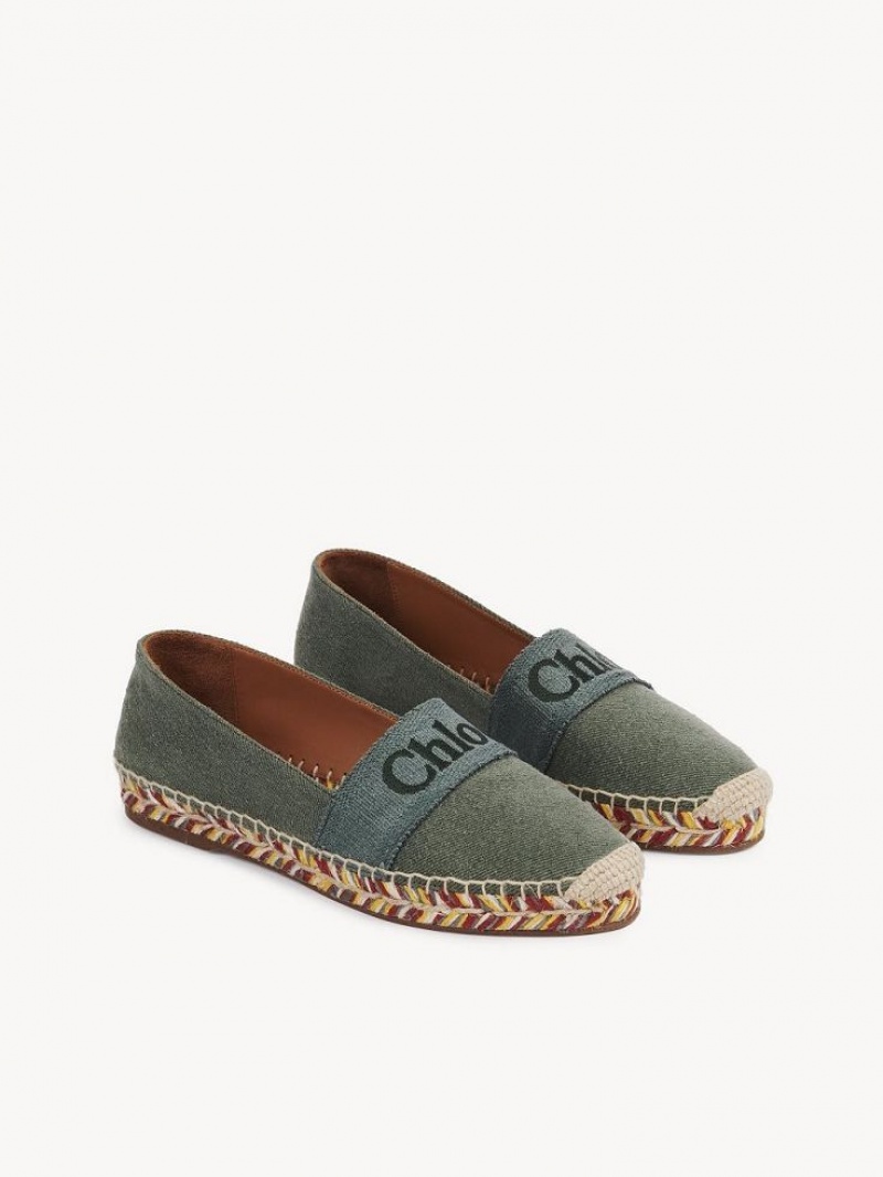 Espadrillas Chloe Piia Plates Vert | CHE-SR14143