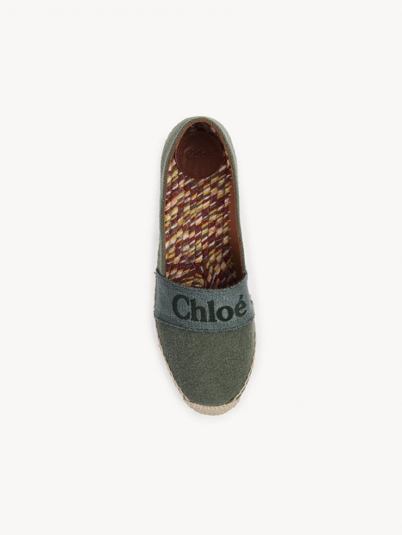 Espadrillas Chloe Piia Plates Vert | CHE-SR14143