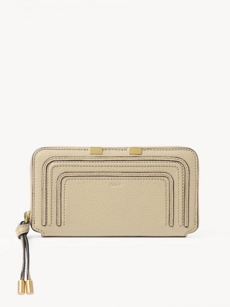 Grands Portefeuilles Chloe Marcie Zippered Beige | CHE-SR14304