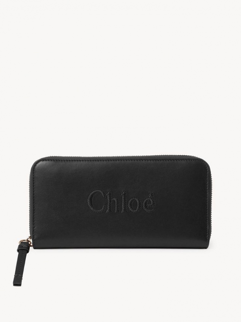 Grands Portefeuilles Chloe Sense Zippered Noir | CHE-SR14300