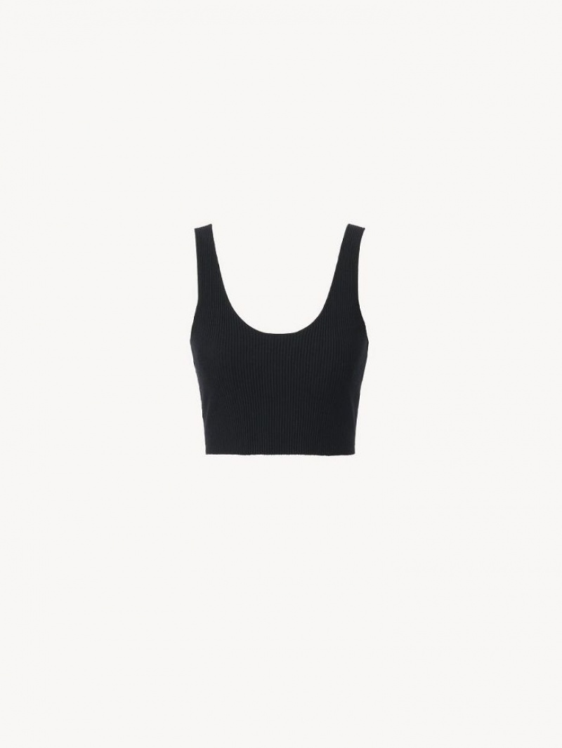 Hauts Chloe Cropped Tank Noir | CHE-SR13871