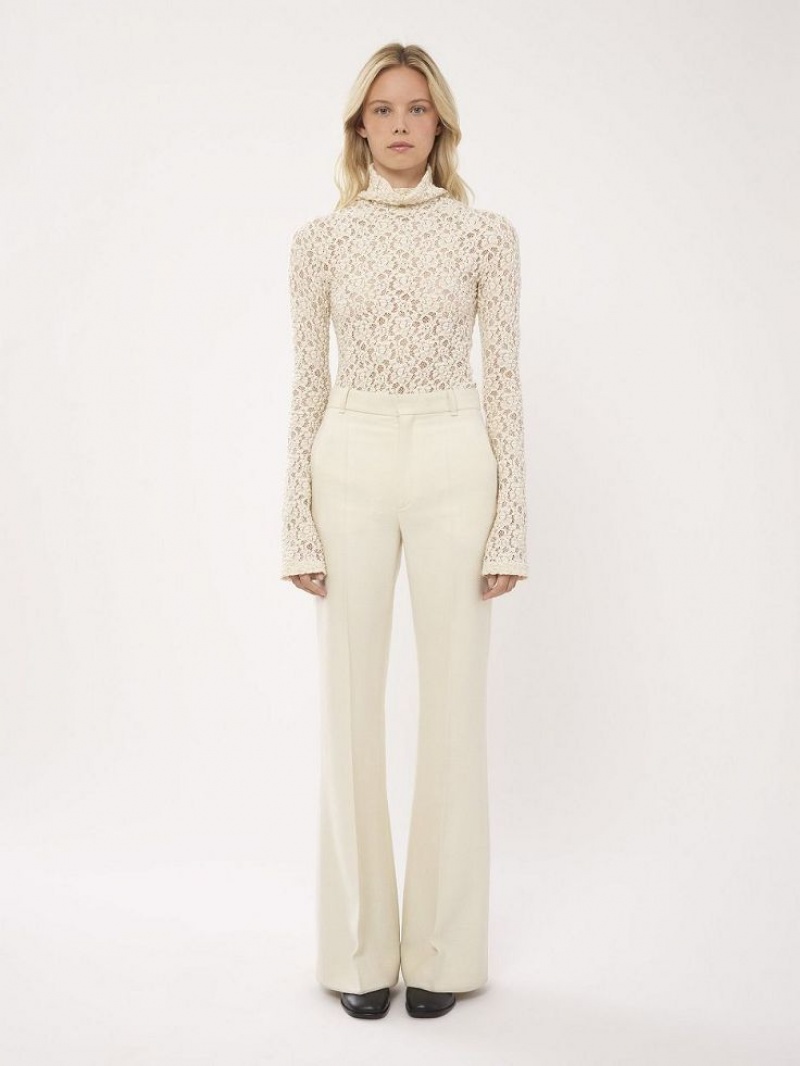 Hauts Chloe Fitted Turtleneck Blanche | CHE-SR13908