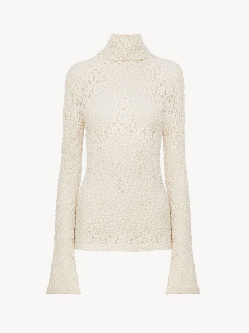 Hauts Chloe Fitted Turtleneck Blanche | CHE-SR13908