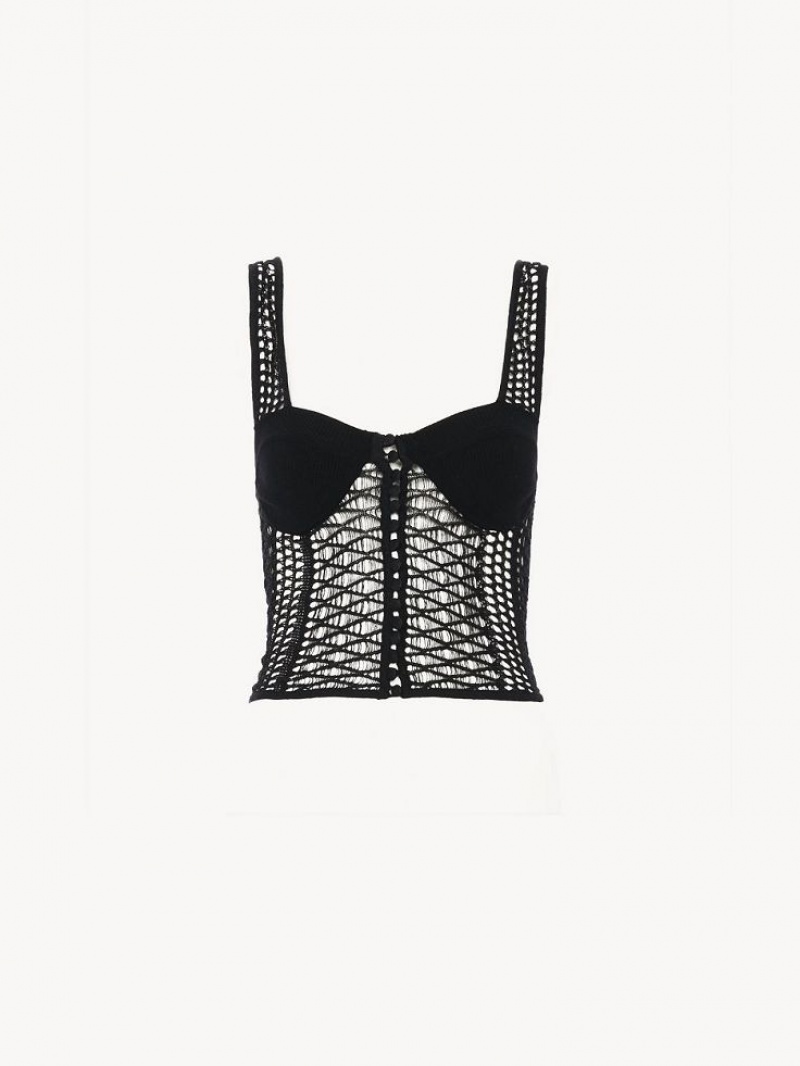 Hauts Chloe Tricoté Bustier Noir | CHE-SR13890