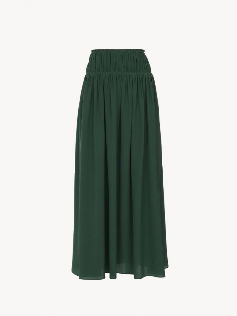 Jupes Chloe Flared Long Vert Foncé | CHE-SR14094