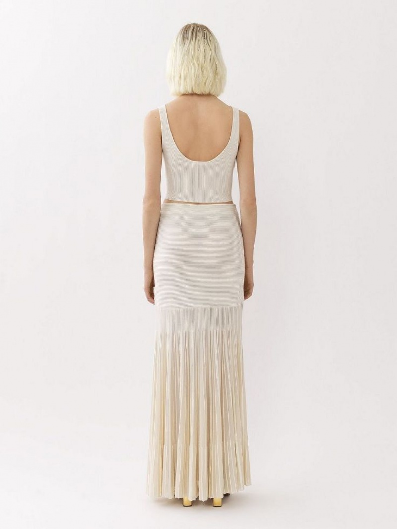 Jupes Chloe Flared Maxi Blanche | CHE-SR14075