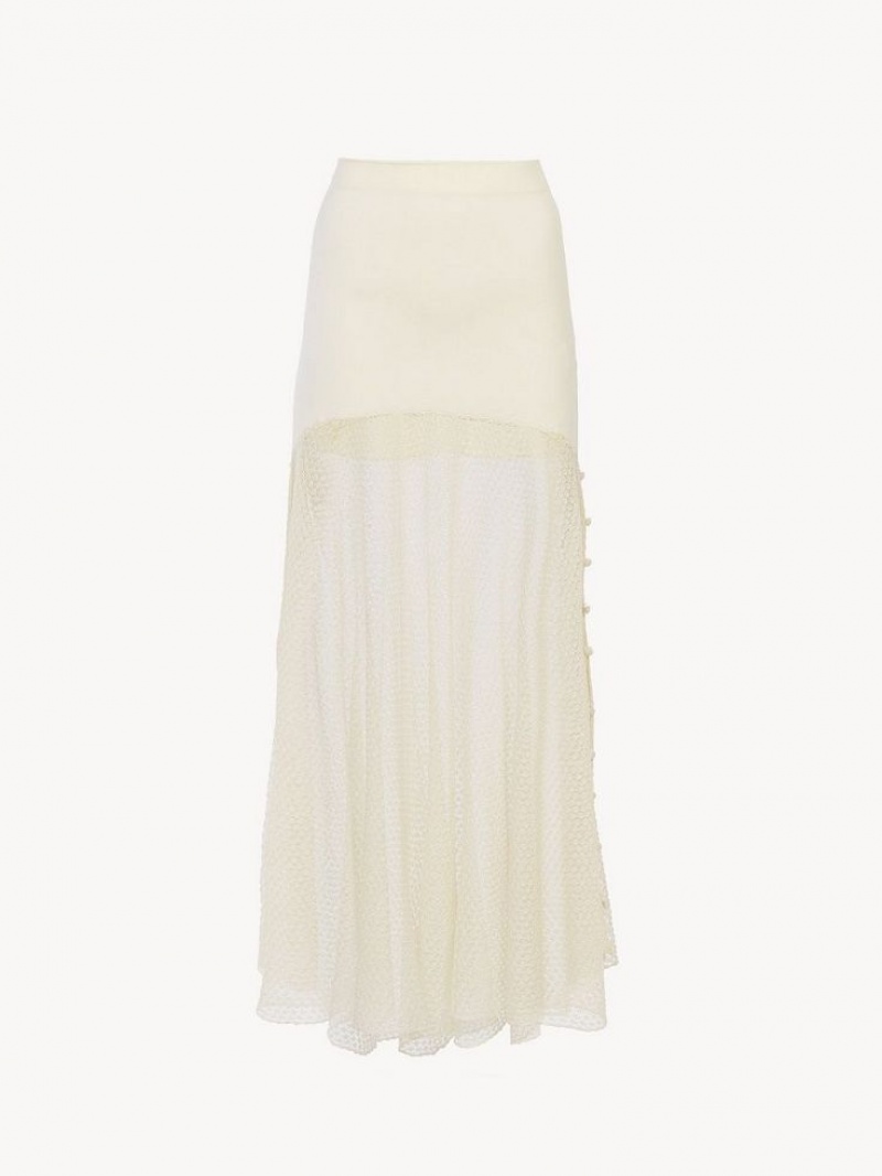 Jupes Chloe Flared Maxi Blanche | CHE-SR14077