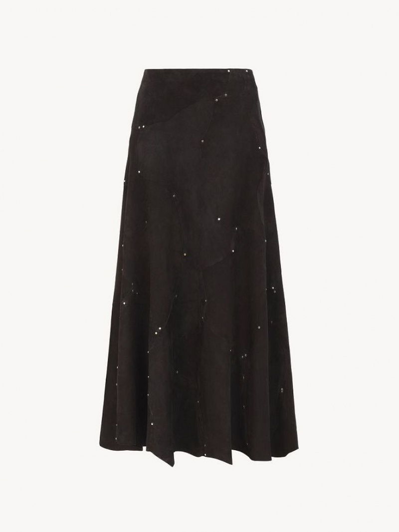 Jupes Chloe Flared Midi Noir | CHE-SR14097