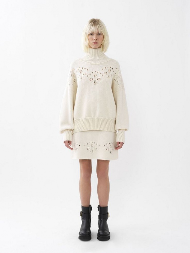 Knitwear Chloe A-line Mini Blanche | CHE-SR13942