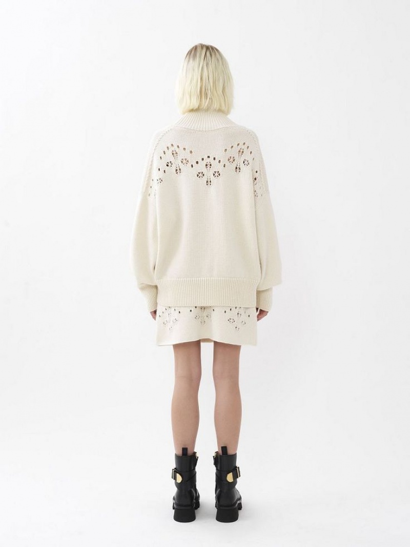 Knitwear Chloe A-line Mini Blanche | CHE-SR13942