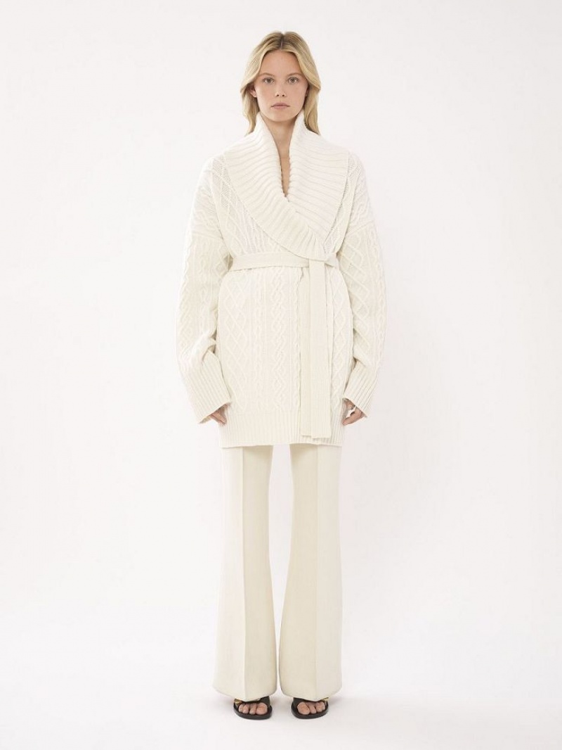 Knitwear Chloe Belted Wrap Cardigan Blanche | CHE-SR13957