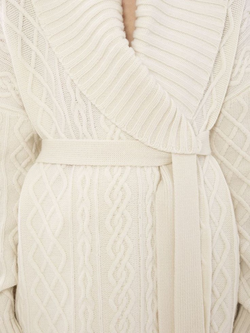 Knitwear Chloe Belted Wrap Cardigan Blanche | CHE-SR13957