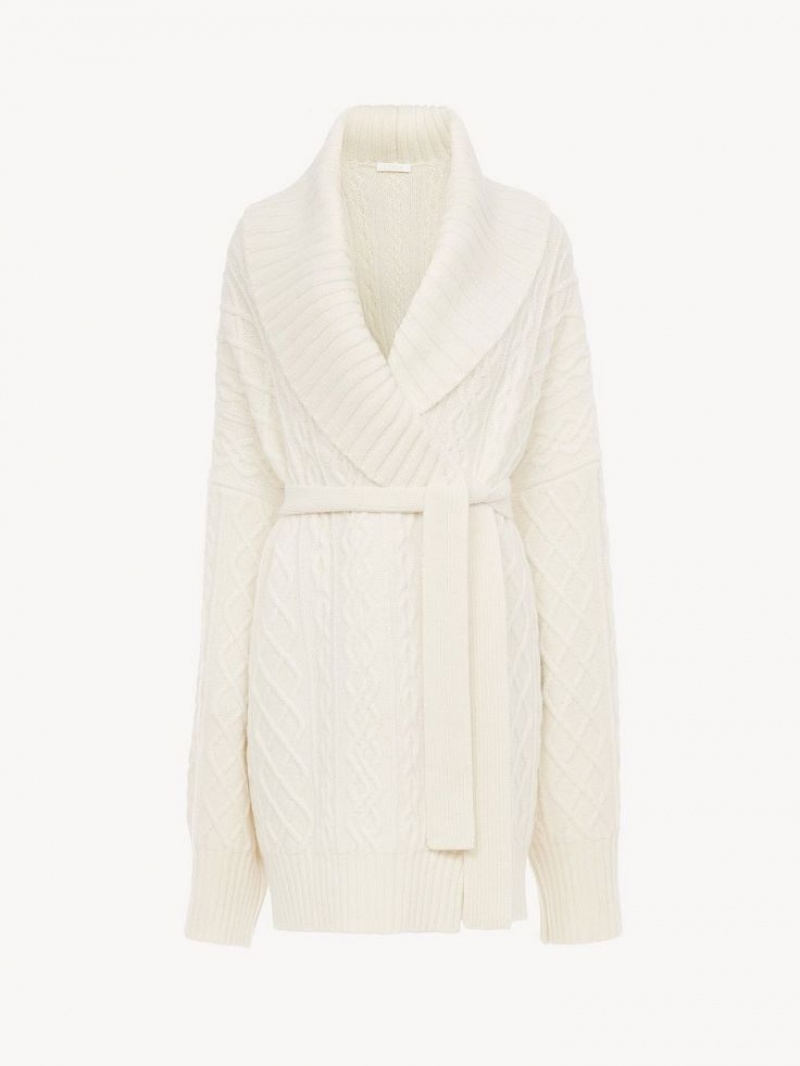 Knitwear Chloe Belted Wrap Cardigan Blanche | CHE-SR13957