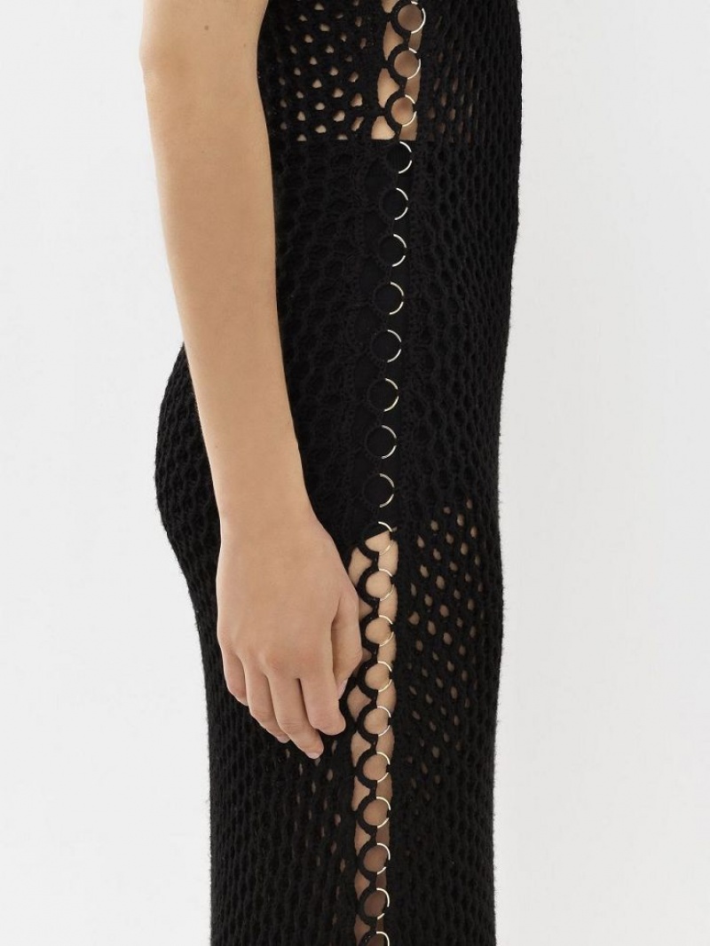 Knitwear Chloe Crochet Tank Noir | CHE-SR13933