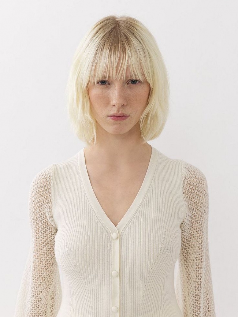 Knitwear Chloe Fitted Cardigan Blanche | CHE-SR13941