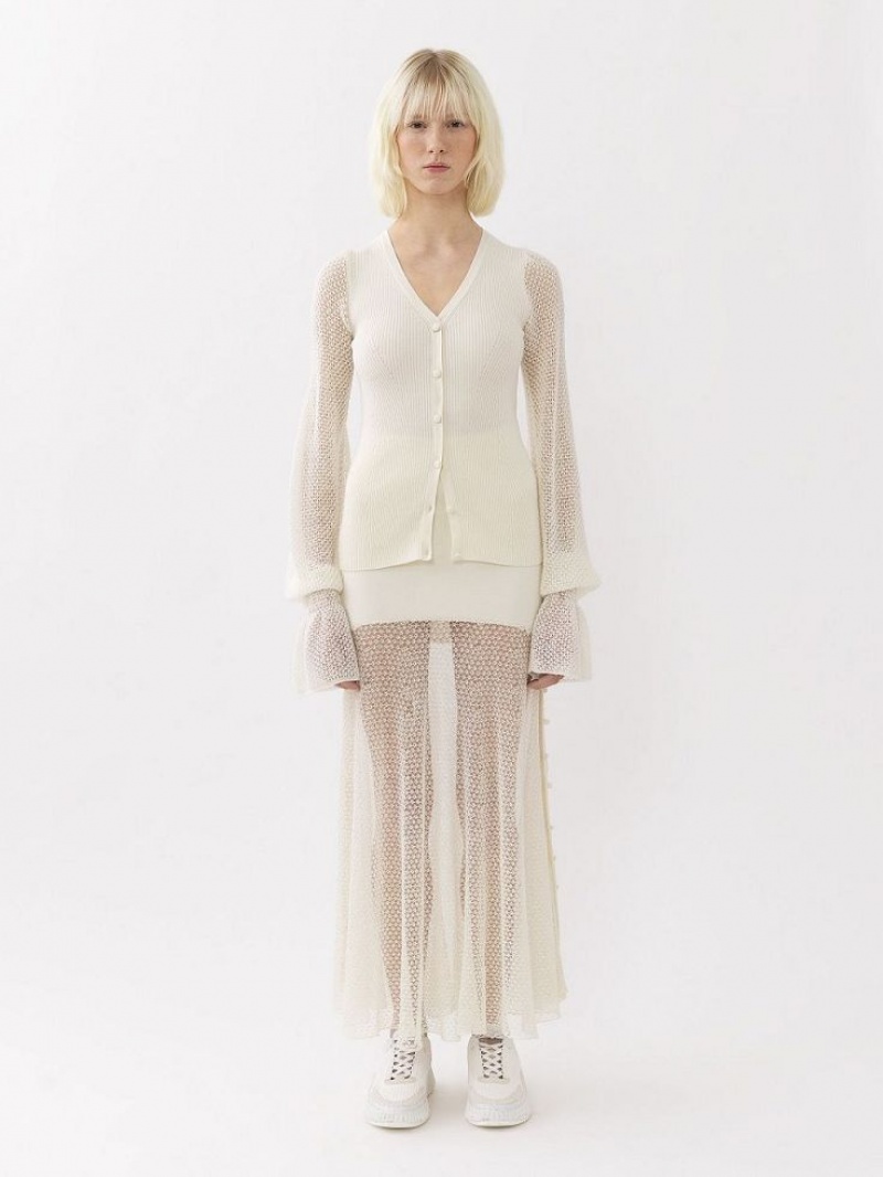 Knitwear Chloe Fitted Cardigan Blanche | CHE-SR13941