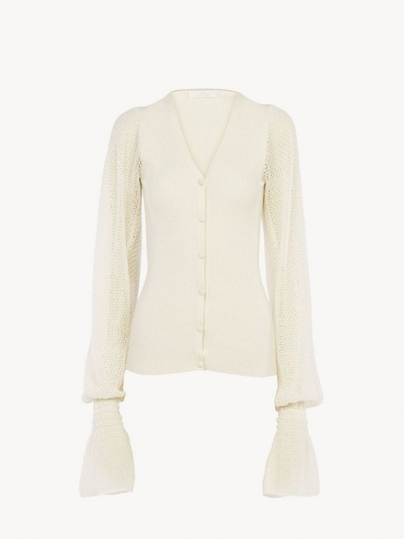 Knitwear Chloe Fitted Cardigan Blanche | CHE-SR13941