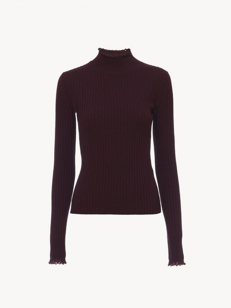 Knitwear Chloe Fitted High-neck Violette | CHE-SR13961