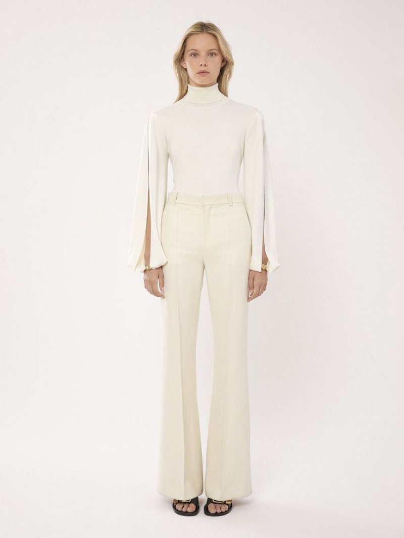 Knitwear Chloe Fitted Mock-neck Blanche | CHE-SR13958