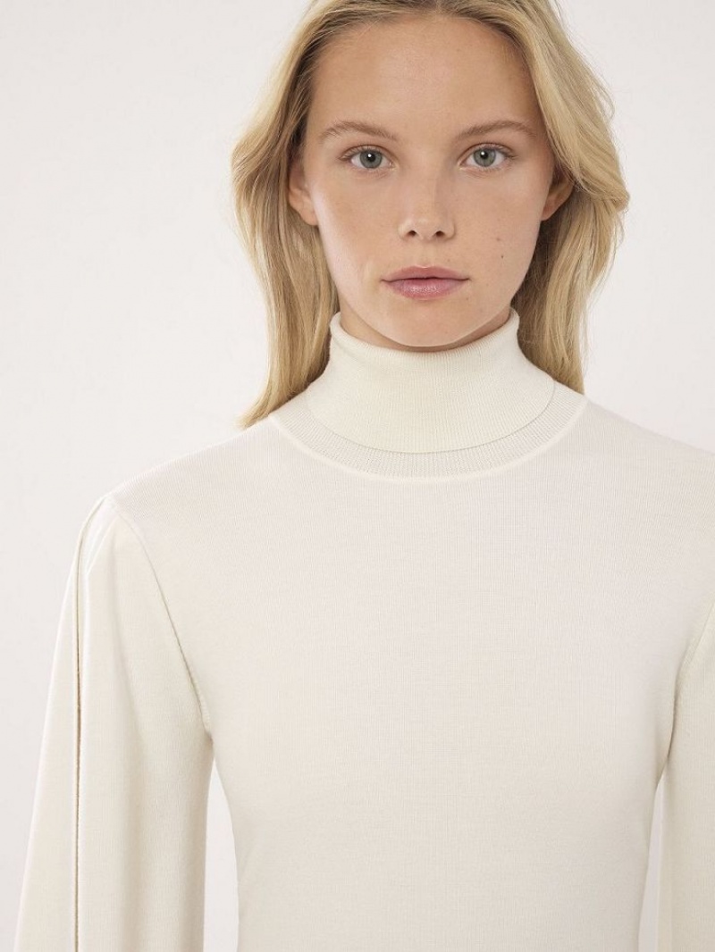 Knitwear Chloe Fitted Mock-neck Blanche | CHE-SR13958