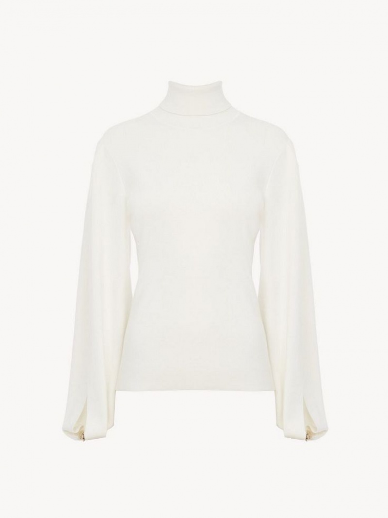 Knitwear Chloe Fitted Mock-neck Blanche | CHE-SR13958