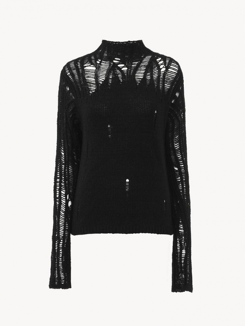 Knitwear Chloe Fitted Mock-neck Noir | CHE-SR13952