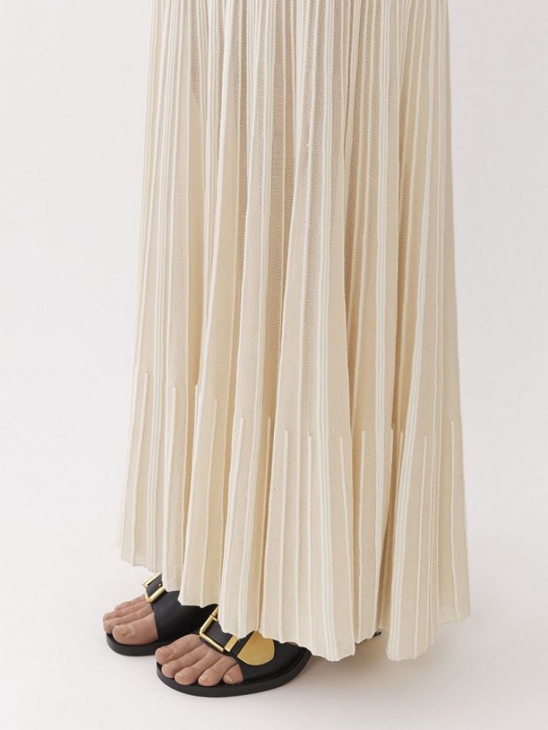 Knitwear Chloe Flared Maxi Blanche | CHE-SR13940