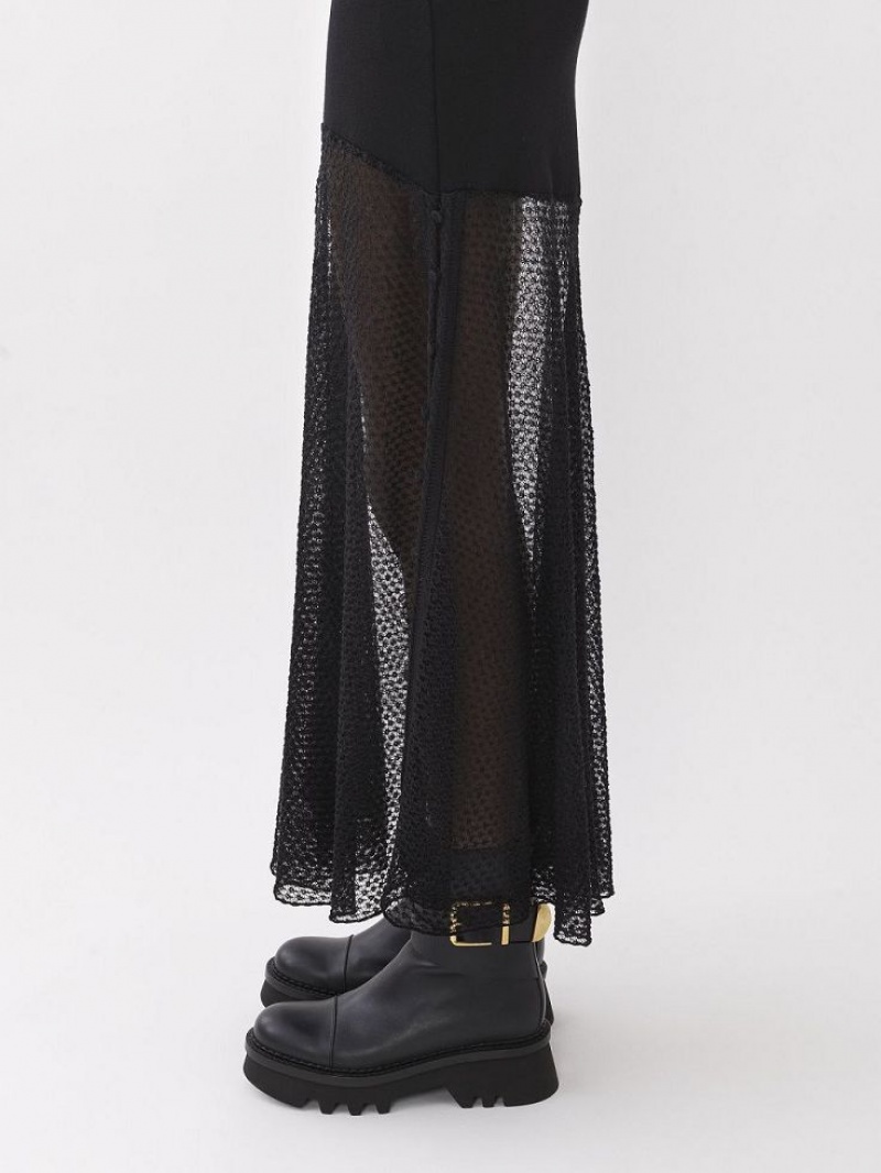 Knitwear Chloe Flared Maxi Noir | CHE-SR13948