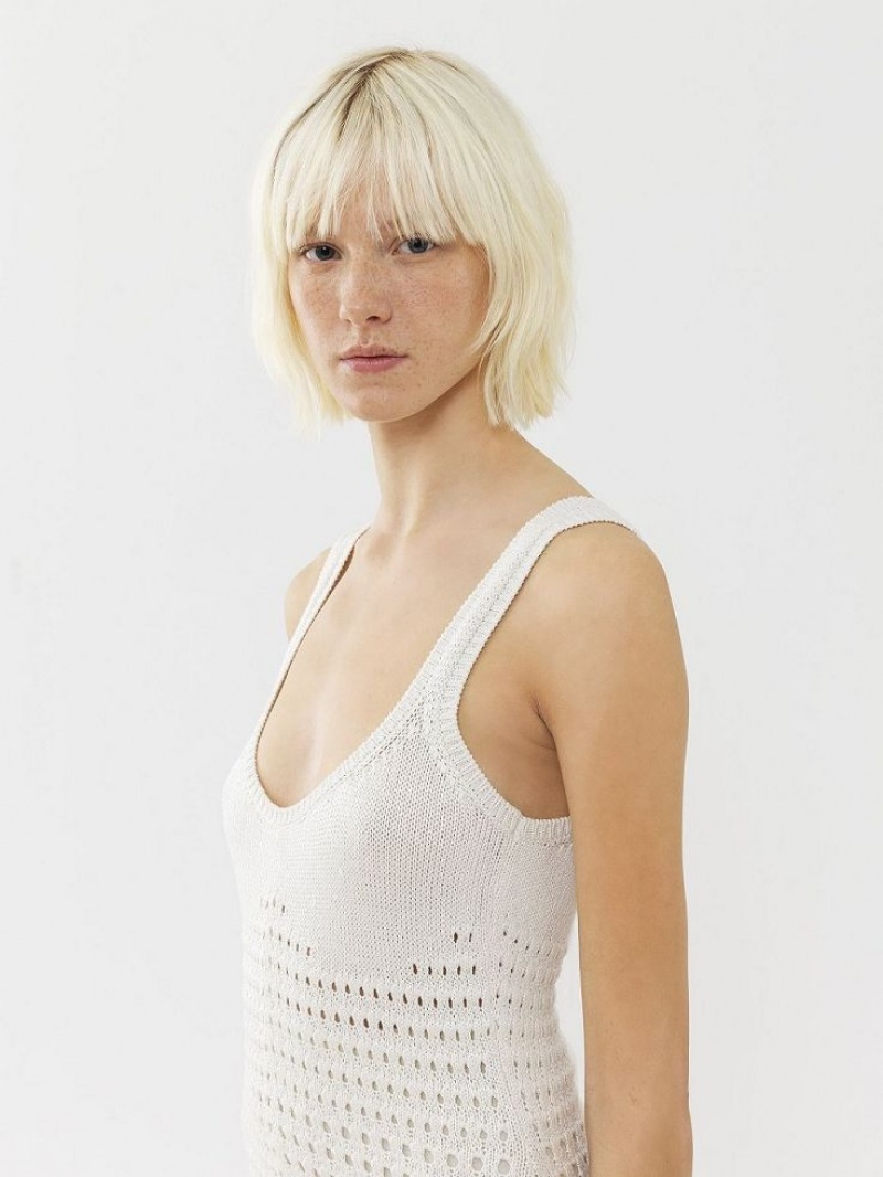 Knitwear Chloe Flared Tank Blanche | CHE-SR13929