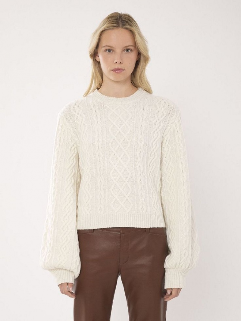 Knitwear Chloe Generous Cable-knit Blanche | CHE-SR13956