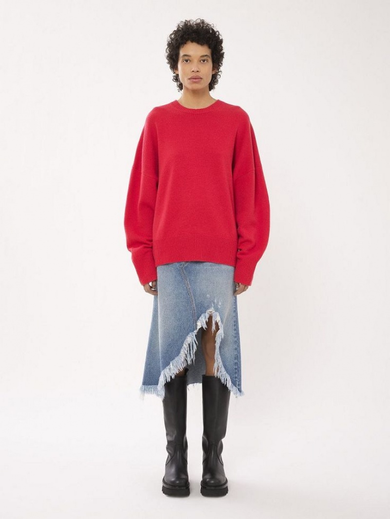 Knitwear Chloe Generous Crew-neck Rose | CHE-SR13954