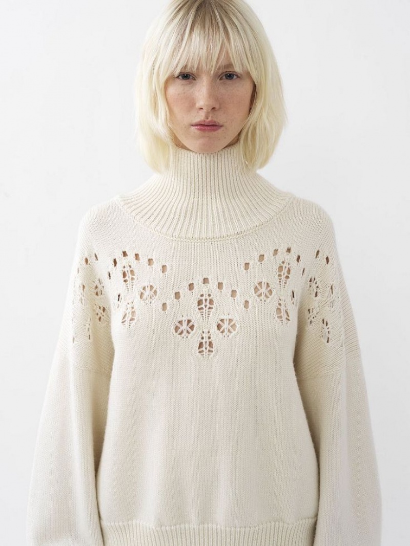 Knitwear Chloe Generous High-neck Blanche | CHE-SR13943