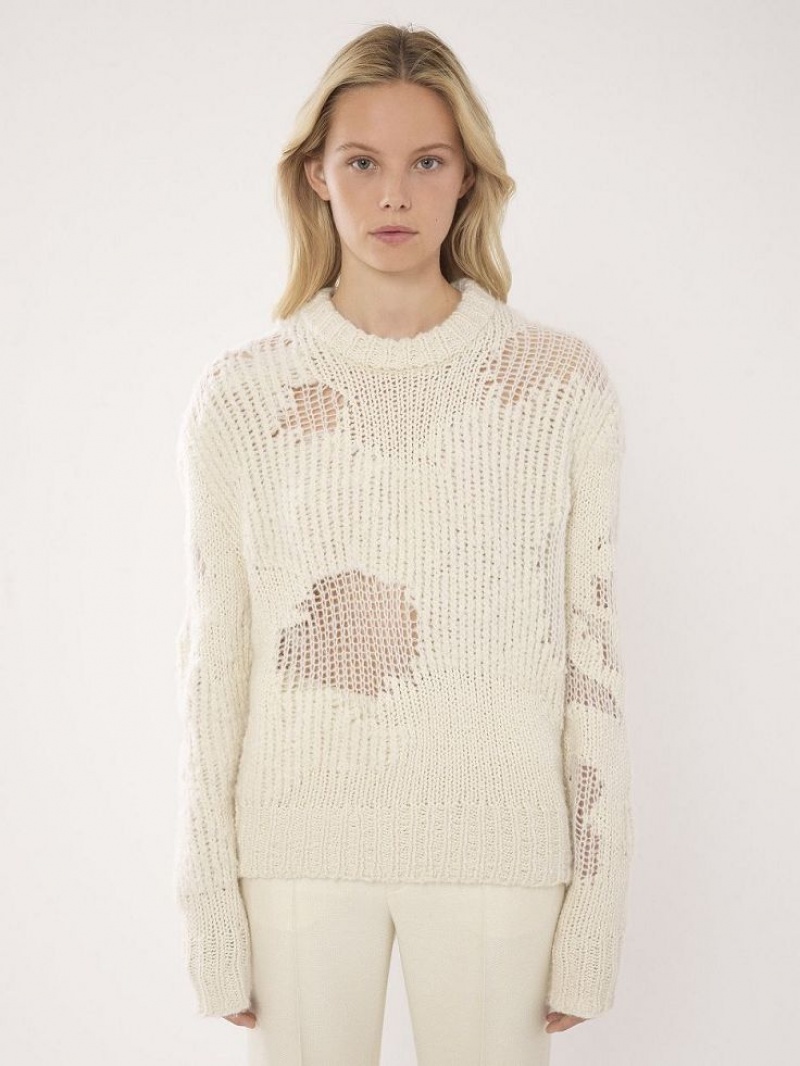 Knitwear Chloe Generous Mock-neck Blanche | CHE-SR13953