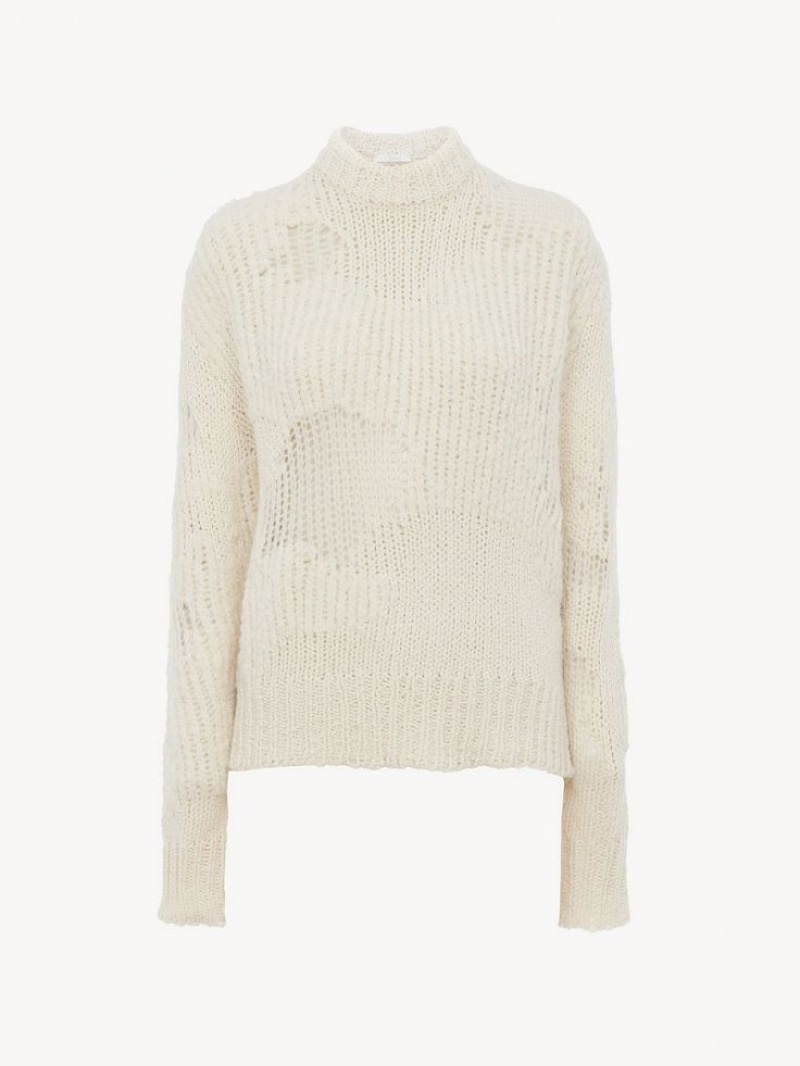 Knitwear Chloe Generous Mock-neck Blanche | CHE-SR13953