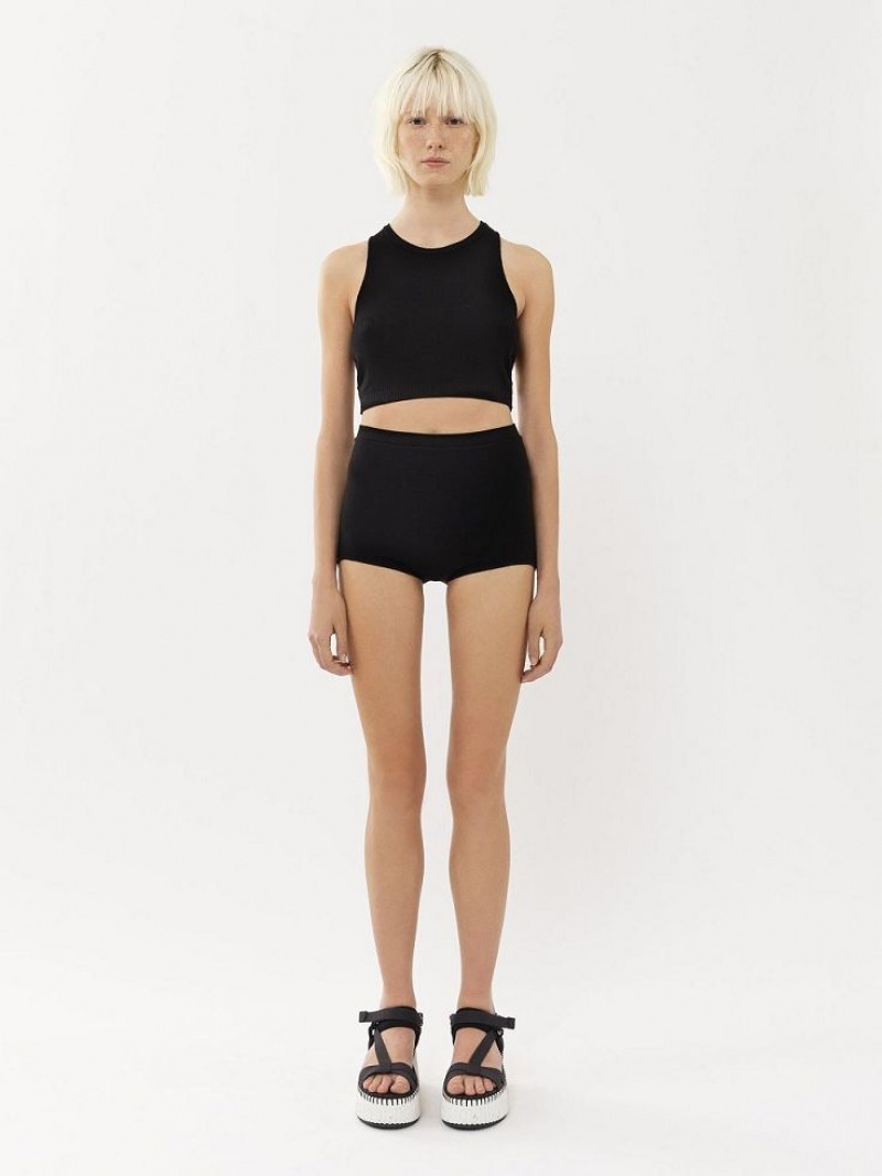 Knitwear Chloe High-waisted Mini Shorts Noir | CHE-SR13924