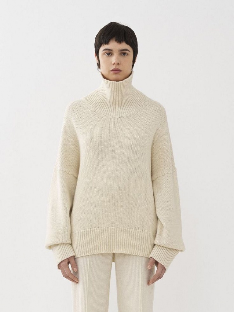 Knitwear Chloe Oversized High-neck Blanche | CHE-SR13927