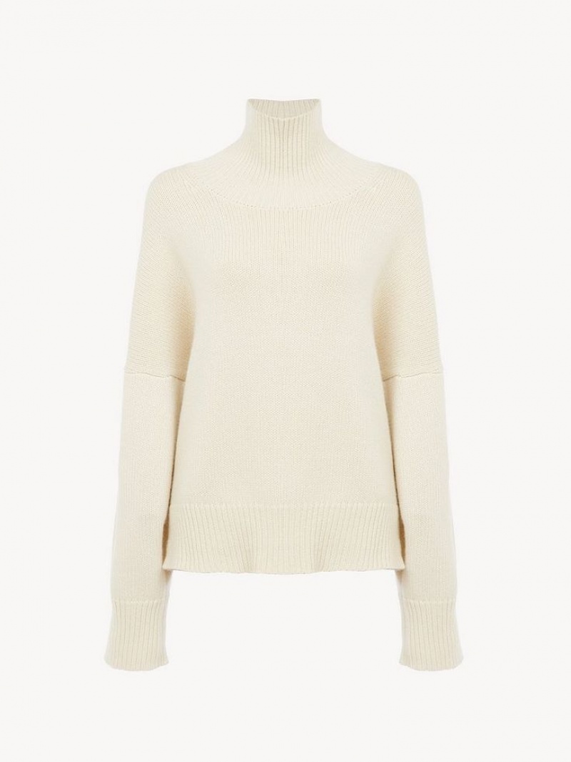 Knitwear Chloe Oversized High-neck Blanche | CHE-SR13927